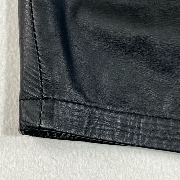 Jacqueline Ferrar Genuine Leather Skirt Women's 14P Black Vintage Slit Lined - Picture 14 of 17